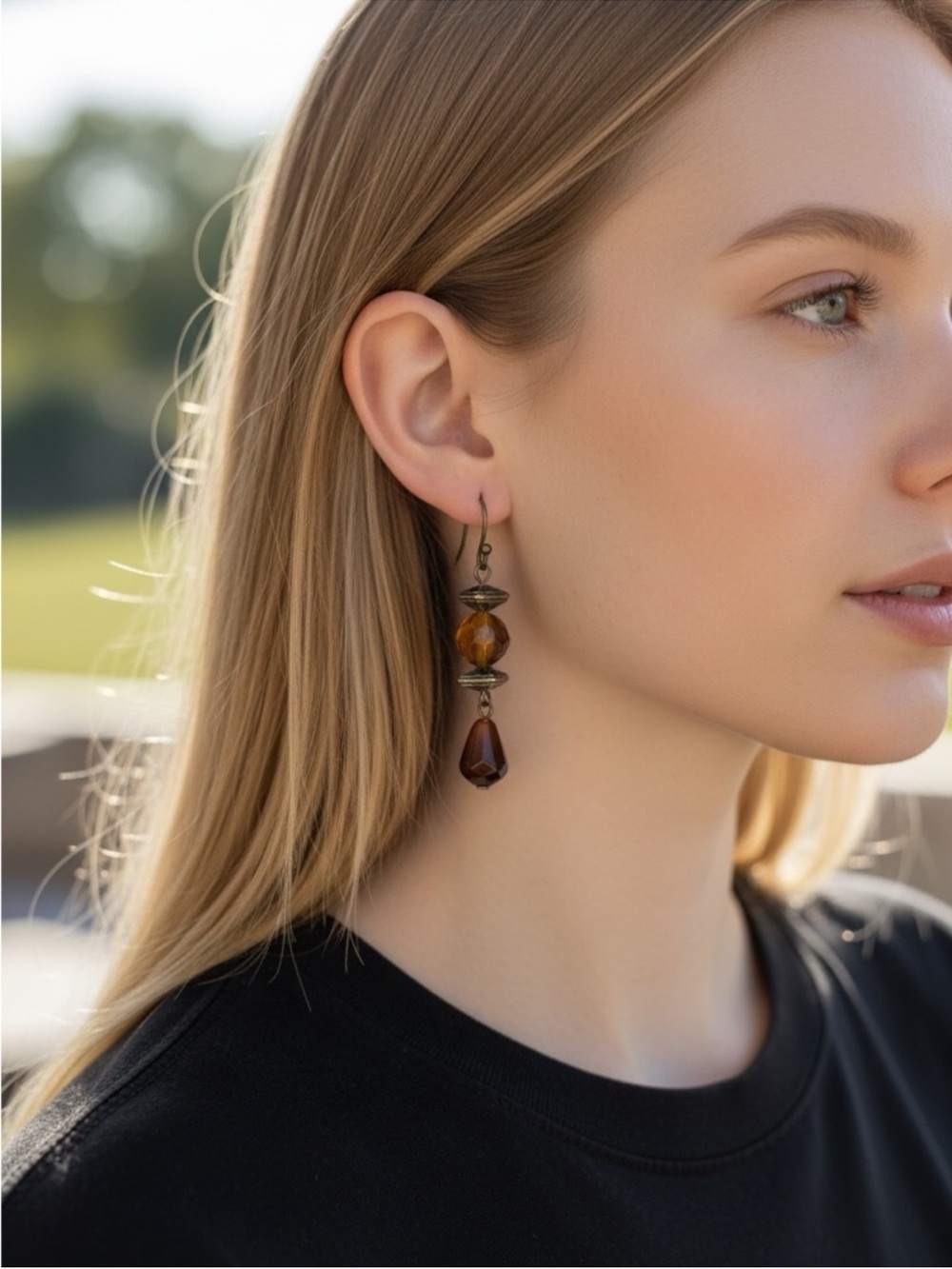 Coldwater Creek Amber Drop Dangle Earrings